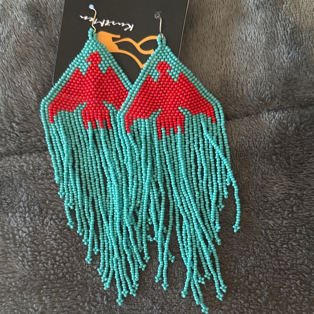 Ariya Turquoise and Red Beaded Earrings